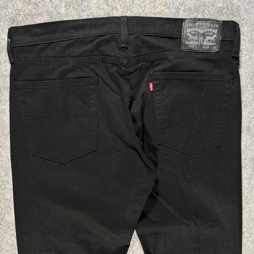 Levis‎ 513 Slim Straight Black Denim Jeans Mens W36 L32 (38x31) Stretch Classic
